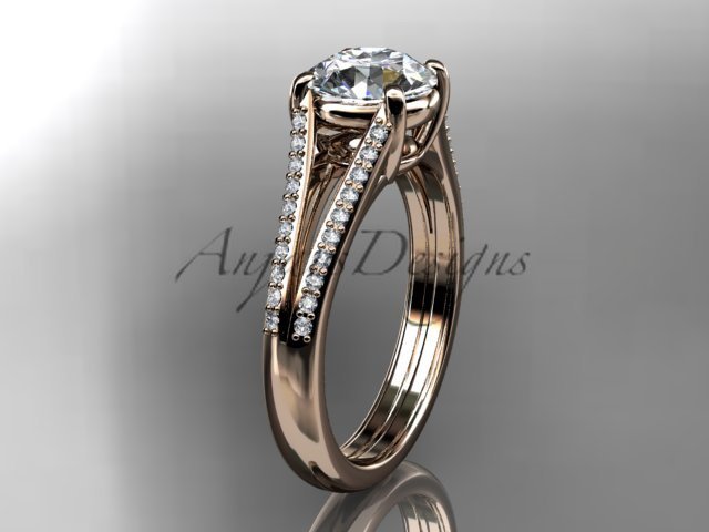 14kt rose gold diamond unique engagement ring, wedding ring ADER108