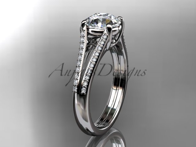 14kt white gold diamond unique engagement ring, wedding ring ADER108