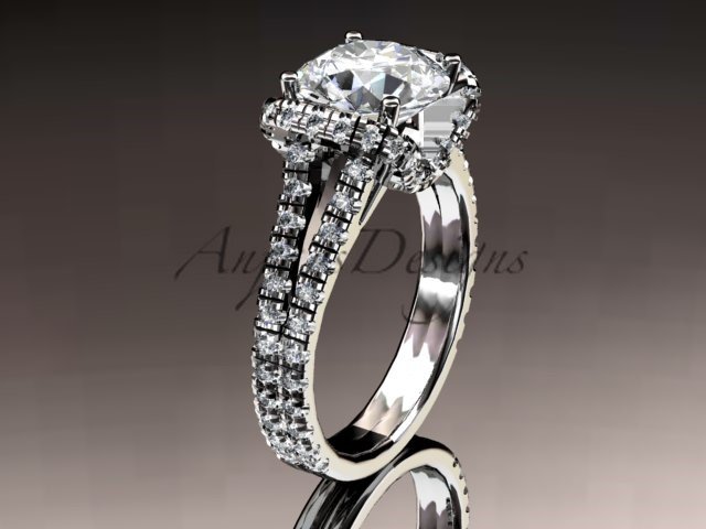 14kt white gold diamond unique engagement ring,wedding ring ADER107