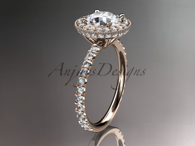 14kt rose gold diamond unique engagement ring, wedding ring ADER106