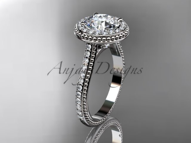 14kt white gold diamond unique engagement ring, wedding ring ADER97