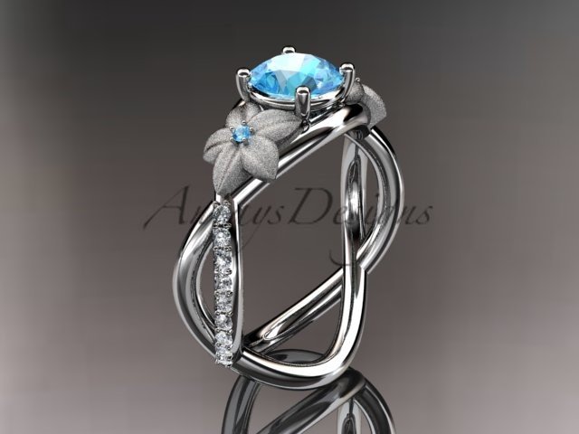 14kt white gold diamond birthstone ring ADLR90 Blue Topaz - December\'s Birthstone