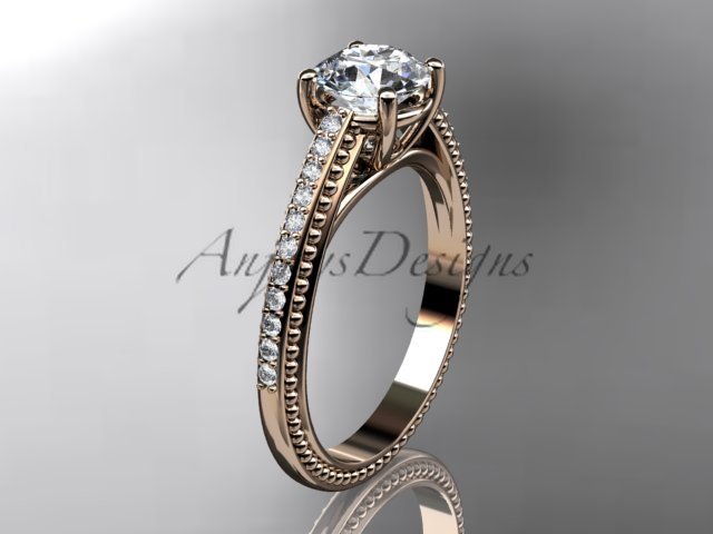 14kt rose gold diamond unique engagement ring, wedding ring ADER87