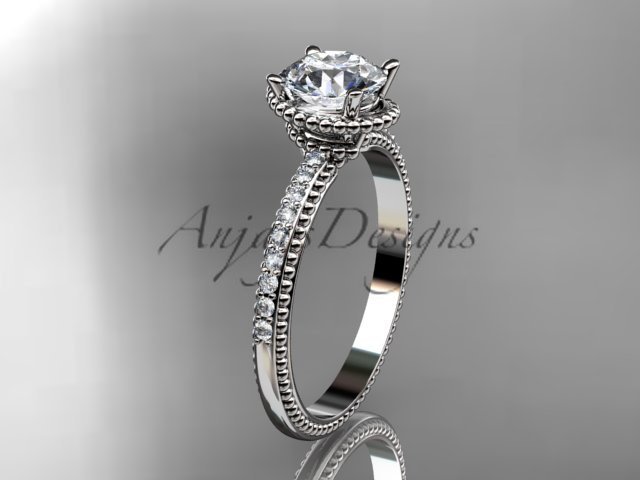 14kt white gold diamond unique engagement ring, wedding ring ADER86