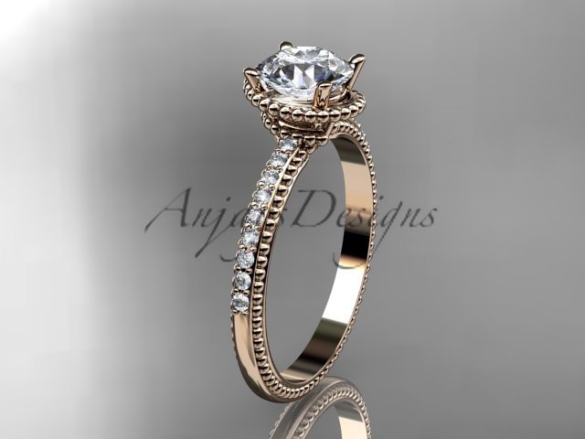 14kt rose gold diamond unique engagement ring,wedding ring ADER86E