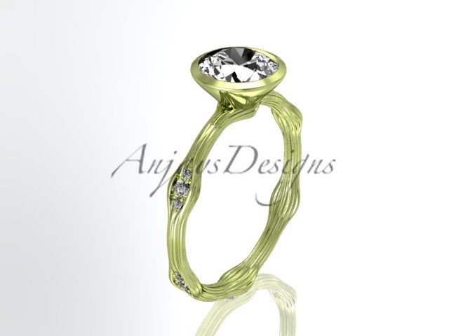 14k yellow gold diamond vine wedding ring, engagement ring ADLR21A