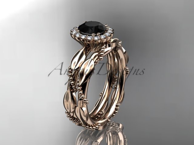 14kt rose gold engagement set with Black Diamond stone ADLR337