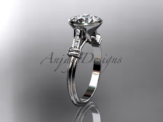 14k white gold diamond leaf,vine wedding ring,engagement ring ADLR23