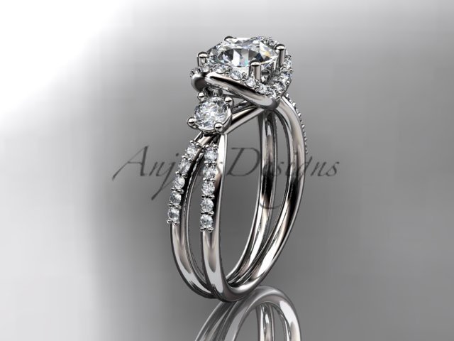 14kt white gold diamond unique engagement ring, wedding ring ADER146