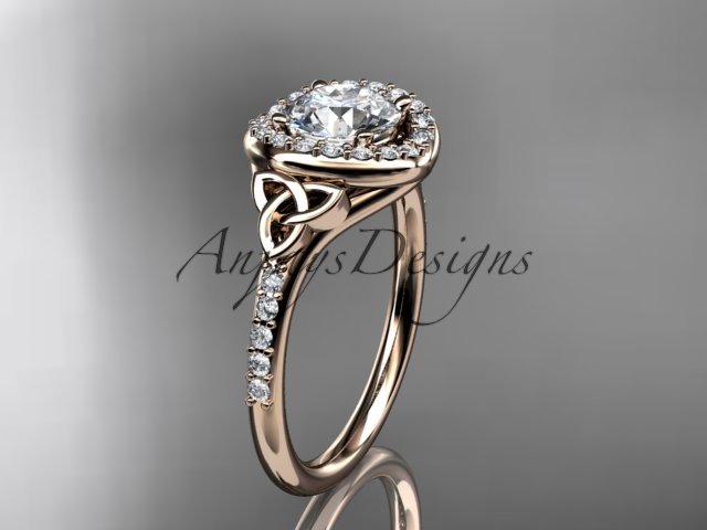 14kt rose gold diamond celtic trinity knot wedding ring, engagement ring CT7201