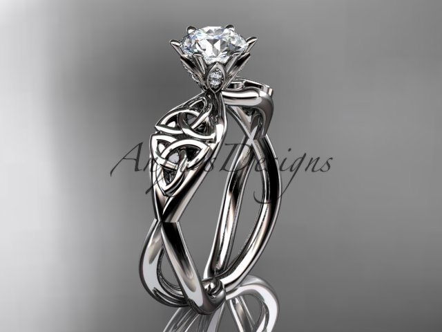 14kt white gold diamond celtic trinity knot wedding ring, engagement ring CT7221