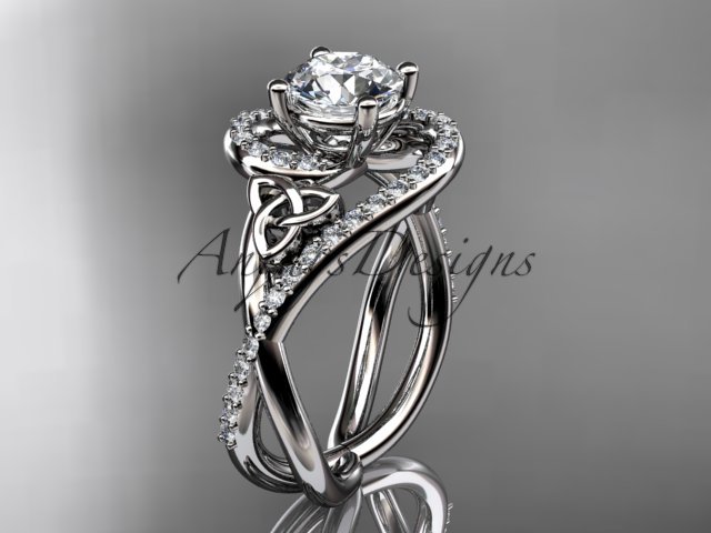 Platinum diamond celtic trinity knot wedding ring, engagement ring CT7320