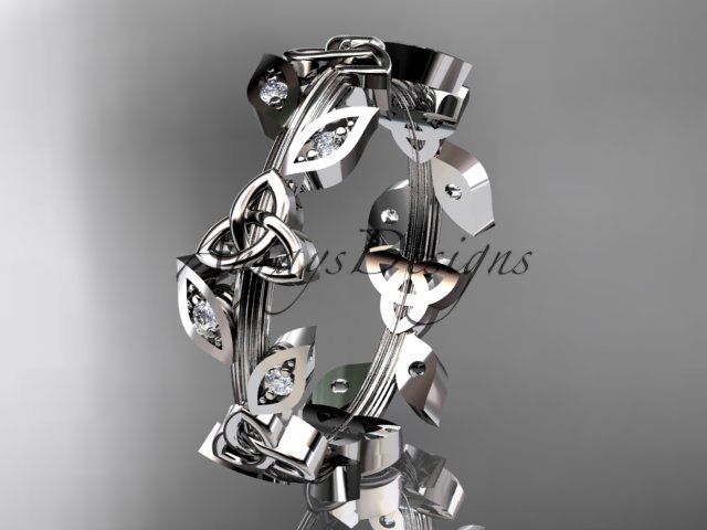 Platinum diamond celtic trinity knot wedding band, engagement ring CT7193B
