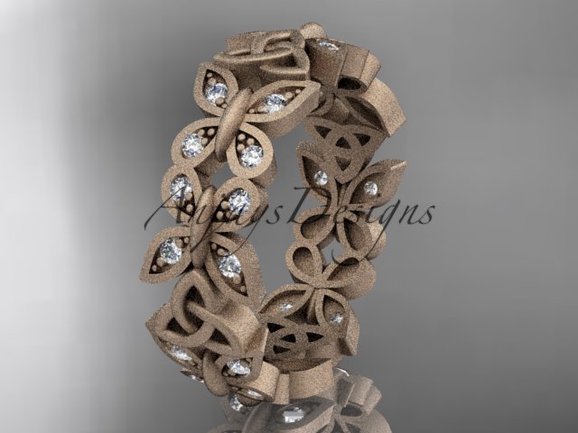 14kt rose gold diamond celtic trinity knot matte finish wedding band, engagement ring CT7198B