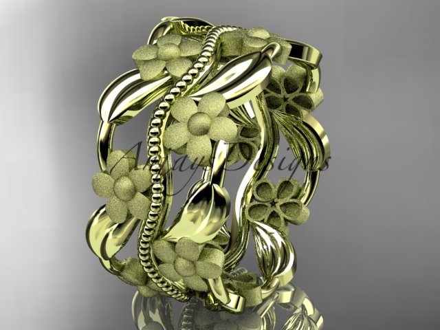 14kt yellow gold leaf and vine wedding band, engagement ring ADLR188G
