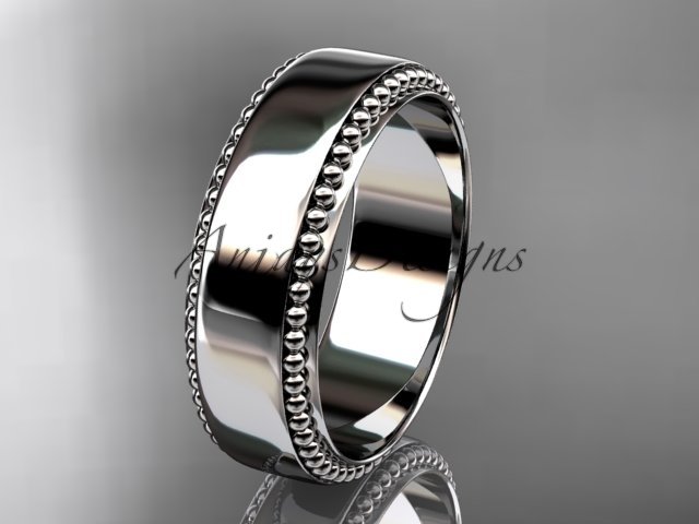 14kt white gold leaf and vine wedding band, engagement ring ADLR380G