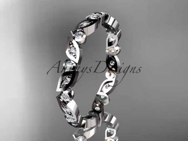 Platinum diamond leaf and vine wedding band,engagement ring ADLR12B