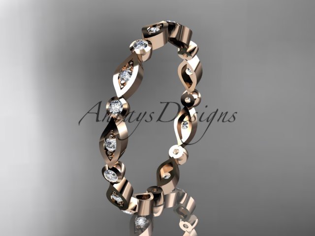14k rose gold diamond leaf and vine wedding band,engagement ring ADLR11B