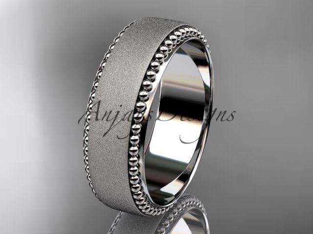 14kt white gold matte finish classic wedding band, engagement ring ADLR380G