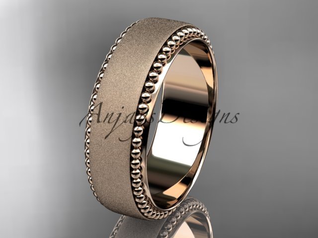 14kt rose gold matte finish classic wedding band, engagement ring ADLR380G