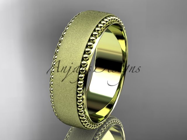 14kt yelow gold matte finish classic wedding band, engagement ring ADLR380G