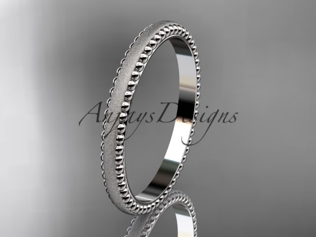 14kt white gold matte finish classic wedding band, engagement ring ADLR384G