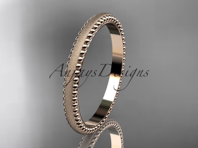 14kt rose gold matte finish classic wedding band, engagement ring ADLR384G