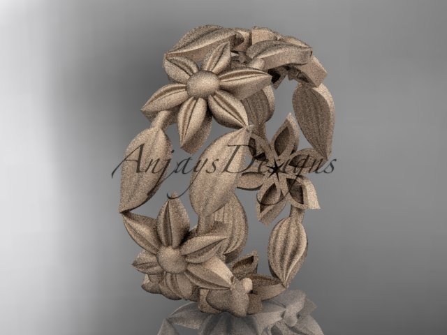14kt rose gold leaf and vine, flower wedding ring, engagement ring, wedding band ADLR344G