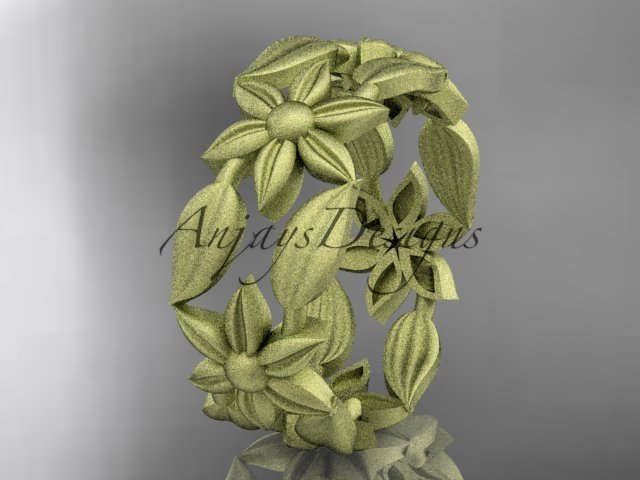 14kt yellow gold leaf and vine, flower wedding ring, engagement ring, wedding band ADLR344G