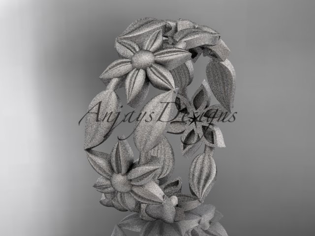 Platinum leaf and vine, flower wedding ring, engagement ring, wedding band ADLR344G