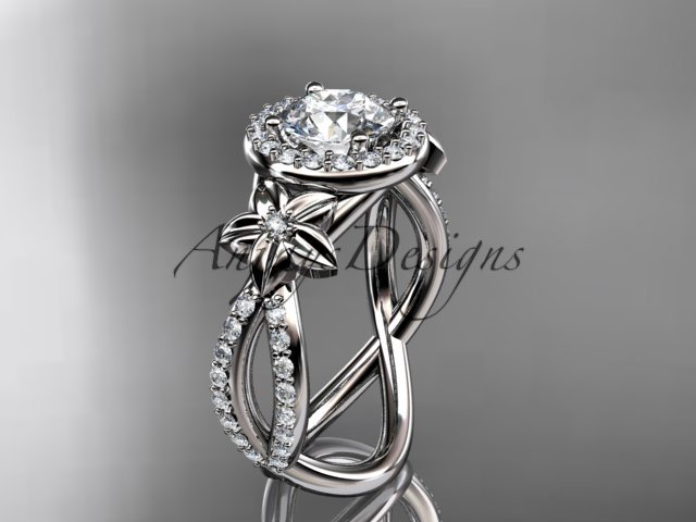 Platinum leaf and flower diamond unique engagement ring, wedding ring ADLR374
