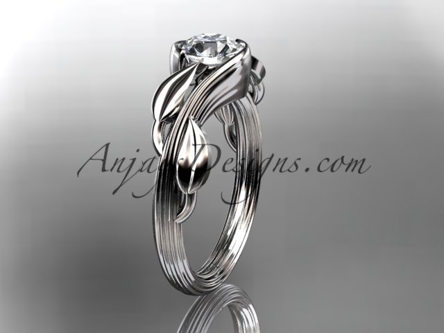 14kt white gold engagement ring with a Forever One Moissanite center stone ADLR273