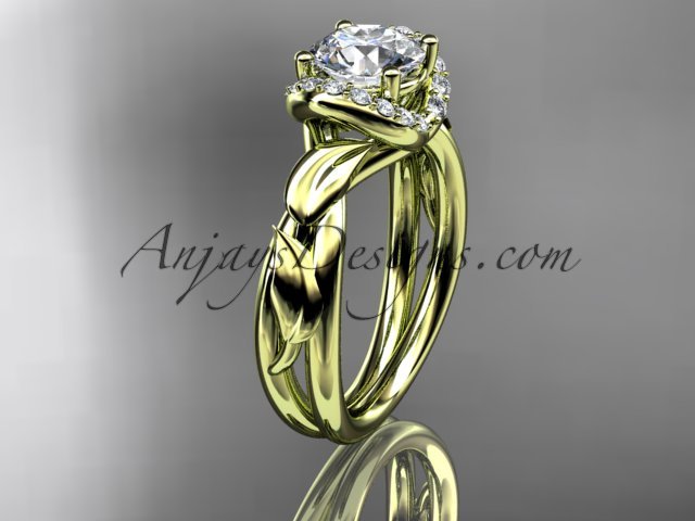 14kt yellow gold diamond engagement ring with aForever One Moissanite center stone ADLR289