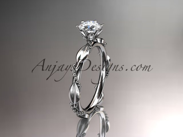 14k white gold diamond vine and leaf wedding ring,engagement ring ADLR178