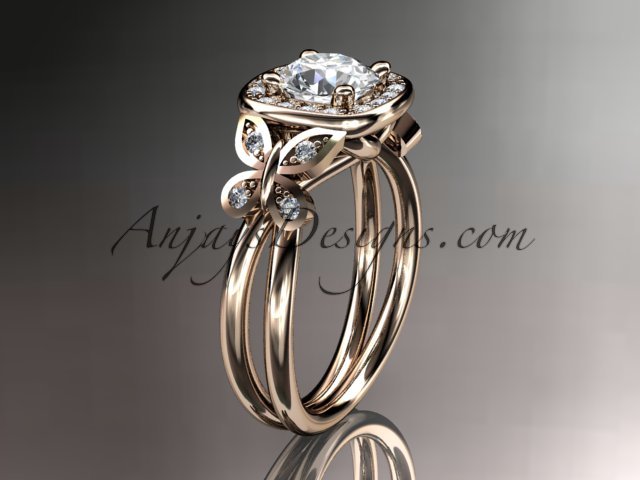 14kt rose gold diamond unique butterfly engagement ring,wedding ring ADLR330