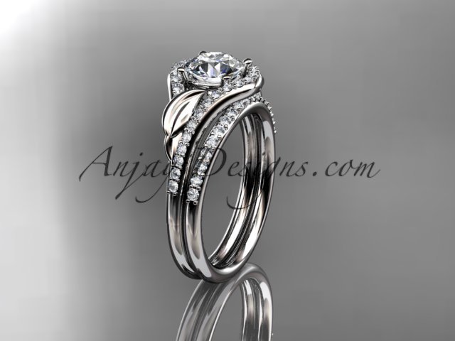 Platinum diamond engagement set, white sapphire center stone ADLR334