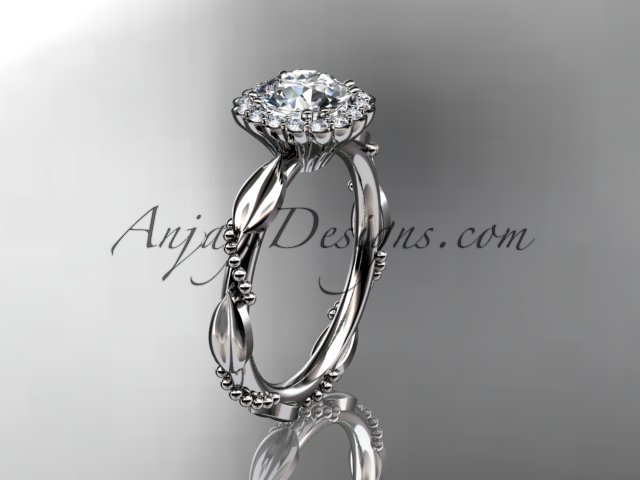 Platinum diamond engagement ring with a moissanite center stone ADLR337