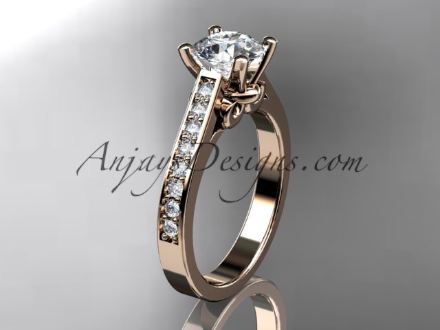 14kt rose gold diamond unique engagement ring,wedding ring ADER134