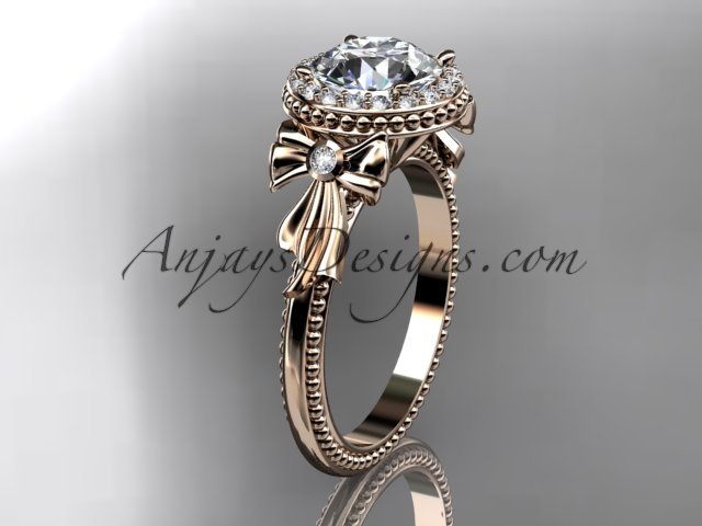 14kt rose gold diamond unique engagement ring,wedding ring ADER157