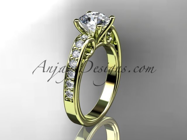 14kt yellow gold diamond unique engagement ring,wedding ring ADER142