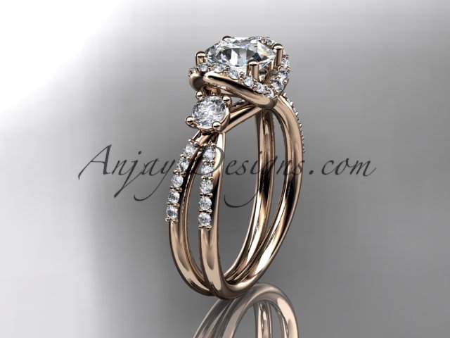 14kt rose gold diamond unique engagement ring,wedding ring ADER146