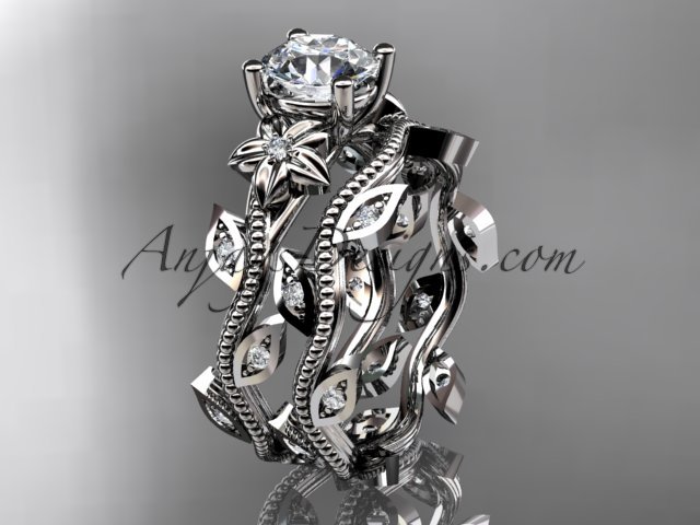 platinum diamond leaf and vine wedding ring,engagement ring,engagement setADLR151