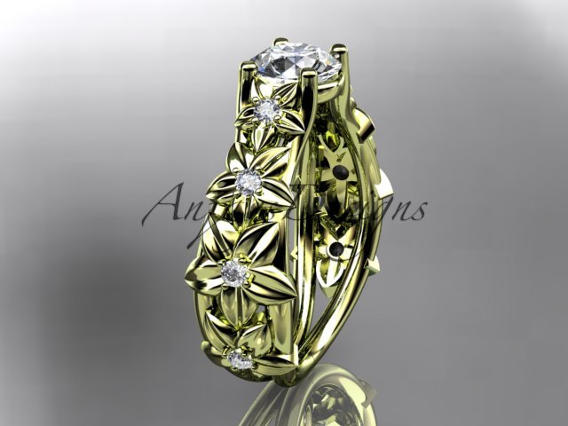 14kt yellow gold diamond floral wedding ring,engagement ring ADLR149