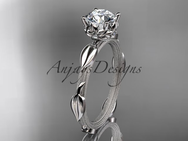 Platinum diamond vine and leaf wedding ring, engagement ring ADLR290