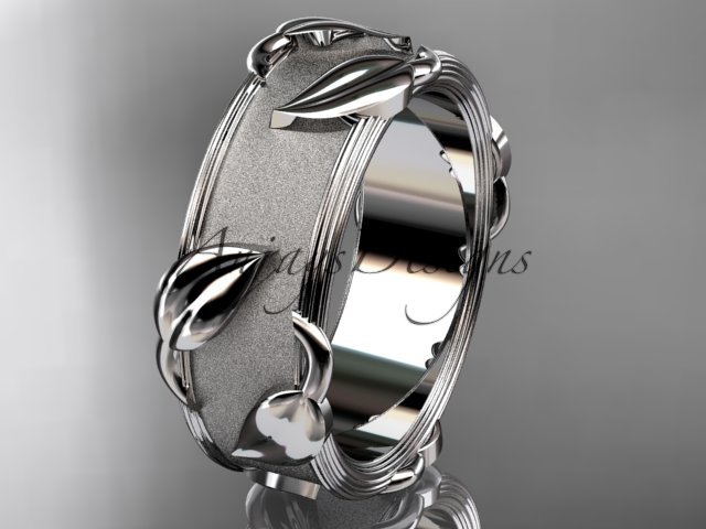 Platinum leaf and vine wedding ring, engagement ring ADLR252G