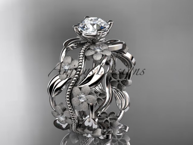 platinum diamond leaf and vine wedding ring,engagement ring ADLR188