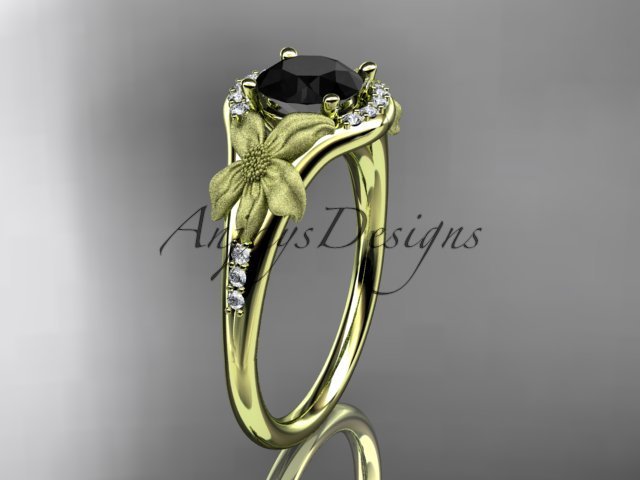 14kt yellow gold diamond engagement ring with a Black Diamond center stone ADLR91