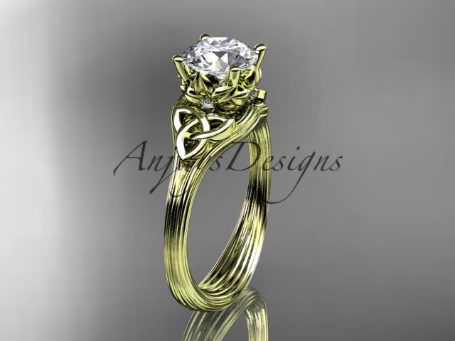14kt yellow gold diamond celtic trinity knot wedding ring, engagement ring CT7240