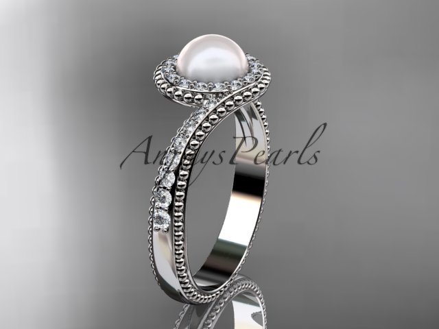 14kt white gold diamond wedding ring, engagement ring AP379