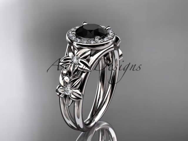 Platinum diamond engagement ring with a Black Diamond center stone ADLR131